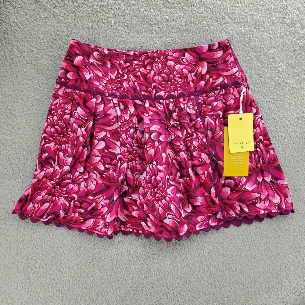 Kika Vargas X Target Mini Skirt Pink Floral Scallop Edge NWT